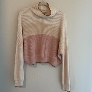 Wonderly Womens Core Cowl Neck Colorblock Rose Smoke Pullover Sweater Size L NWT